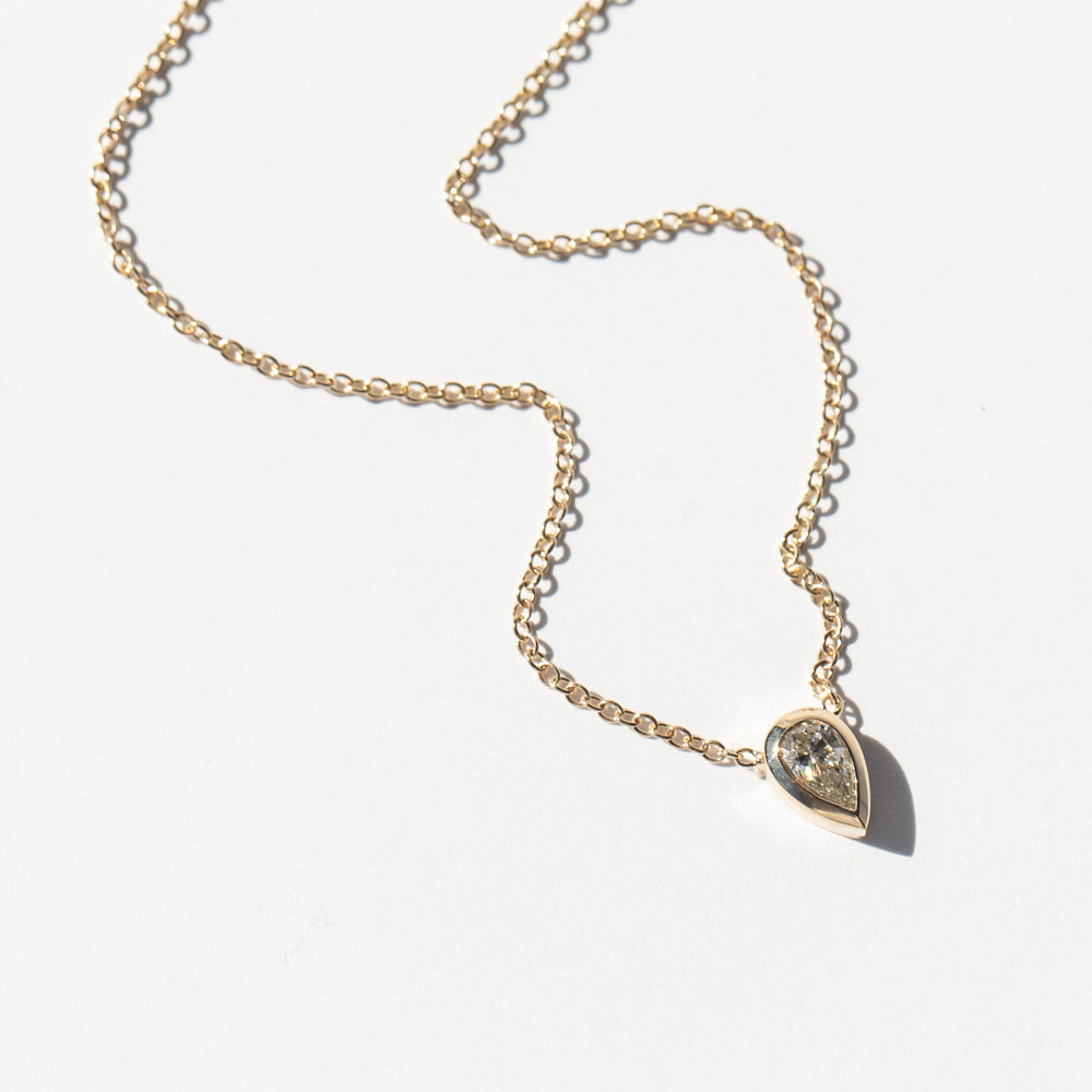 Bezel-Set Teardrop Diamond Necklace