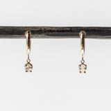 Dangling Pear Diamond Small Hinge Huggie Hoop Earrings