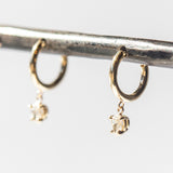 Dangling Pear Diamond Small Hinge Huggie Hoop Earrings