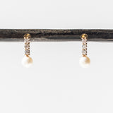 Diamond Bar and Pearl Drop Earrings