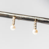 Diamond Bar and Pearl Drop Earrings