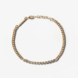 Diamond Bezel Tennis Segment Small Curb Chain Bracelet