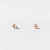 Itty Bitty Circle Stud Earrings with Single Diamond