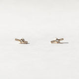 Pave Diamond Bar Stud Earrings with Princess Cut Diamond Center