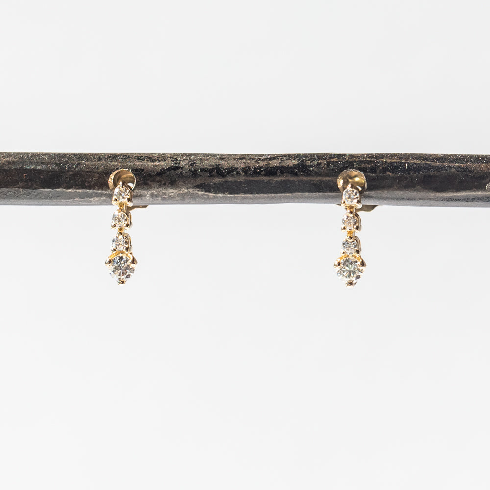 Short Diamond Tennis Drop Earrings