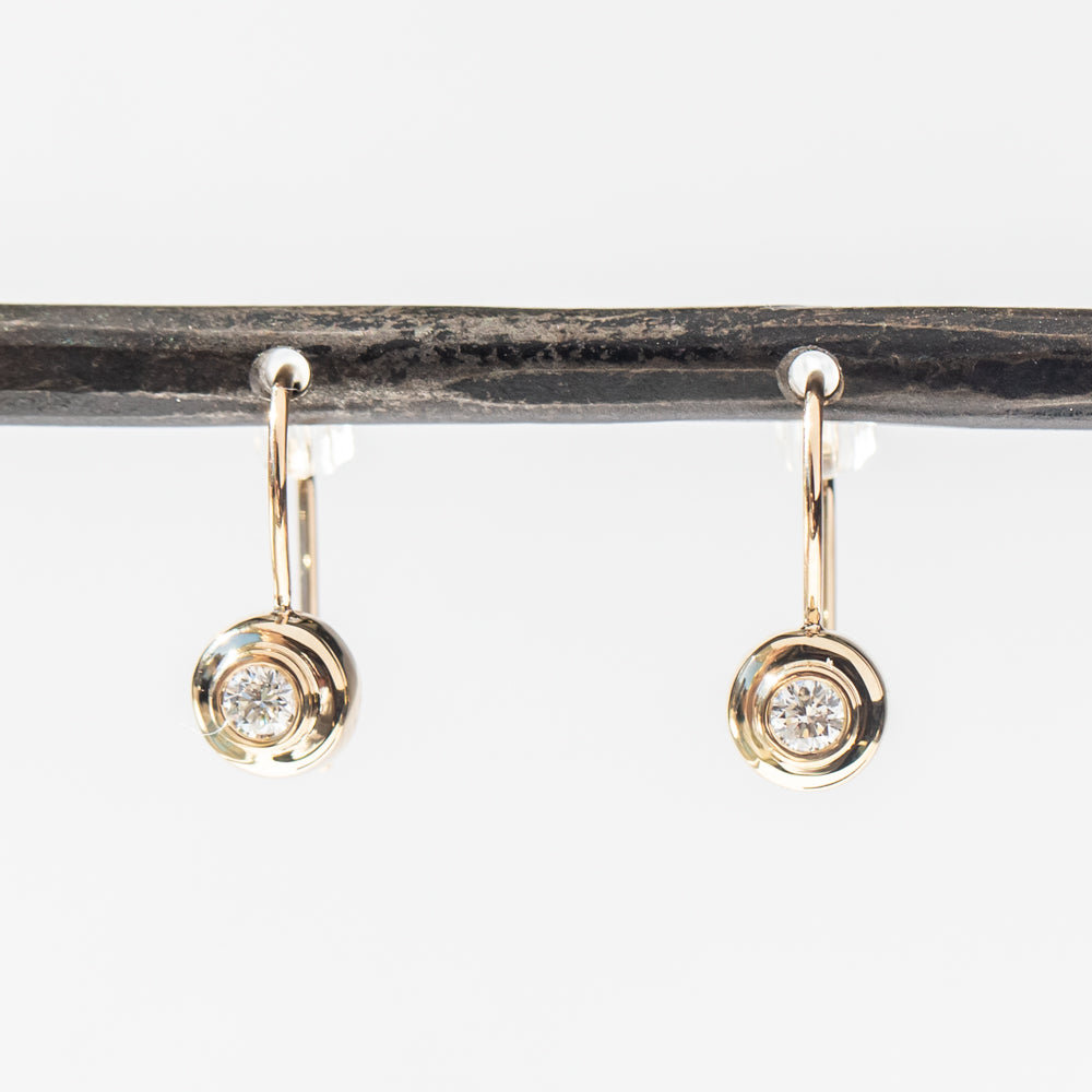 Small Bezel Diamond Apron Hook Earrings