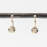 Small Bezel Diamond Apron Hook Earrings