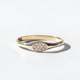 Small Pavé Diamond Oval Signet Ring
