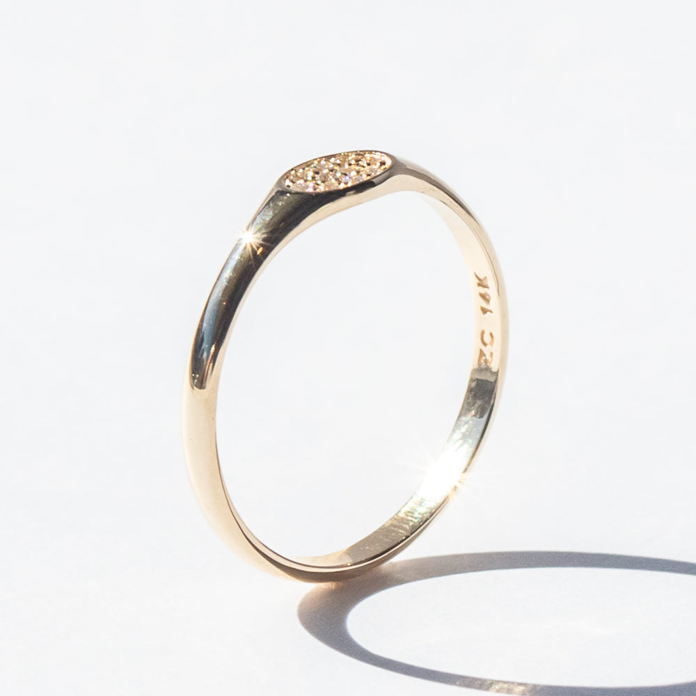 Small Pavé Diamond Oval Signet Ring