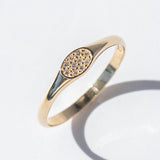 Small Pavé Diamond Oval Signet Ring