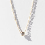 White Diamond Floating Bezel Set Necklace, 3.8mm