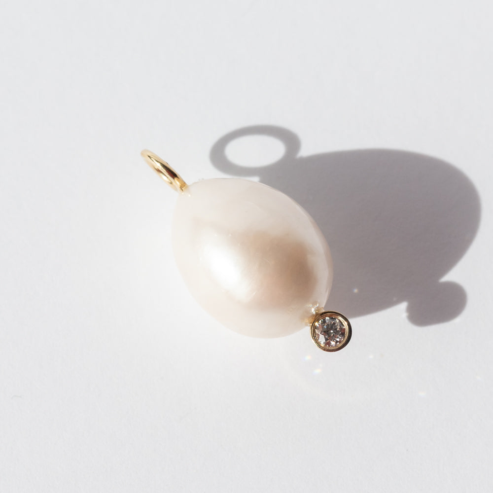 Baroque Pearl Diamond Droplet Charm