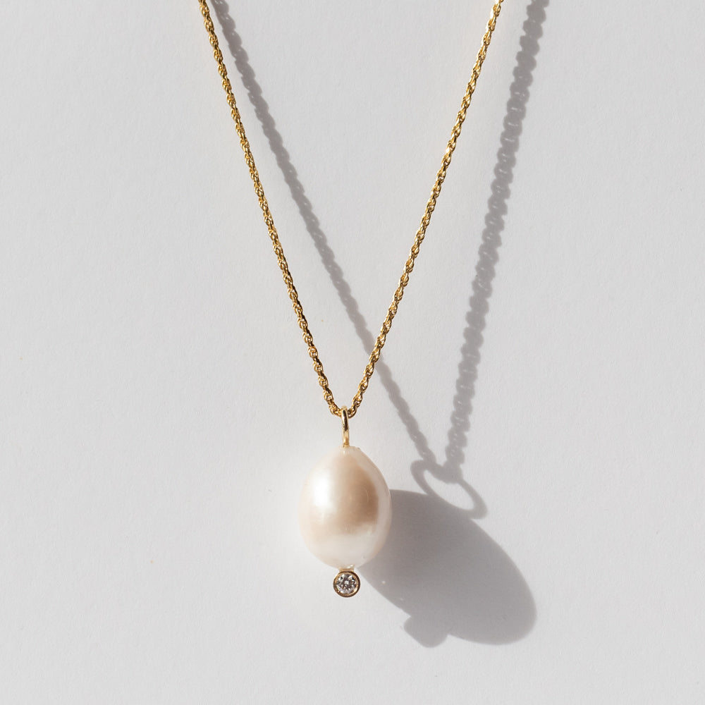 Baroque Pearl Diamond Droplet Charm