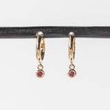 Ruby Raindrop Huggie Earrings