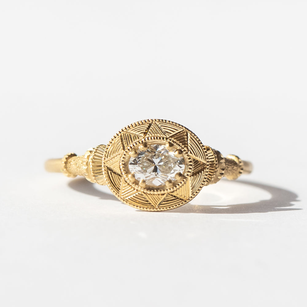 Lumiere Pedestal Oval Diamond Solitaire Ring