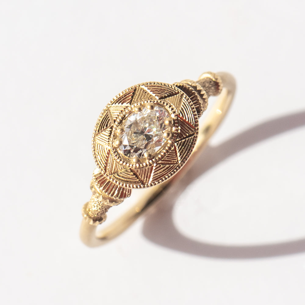 Lumiere Pedestal Oval Diamond Solitaire Ring