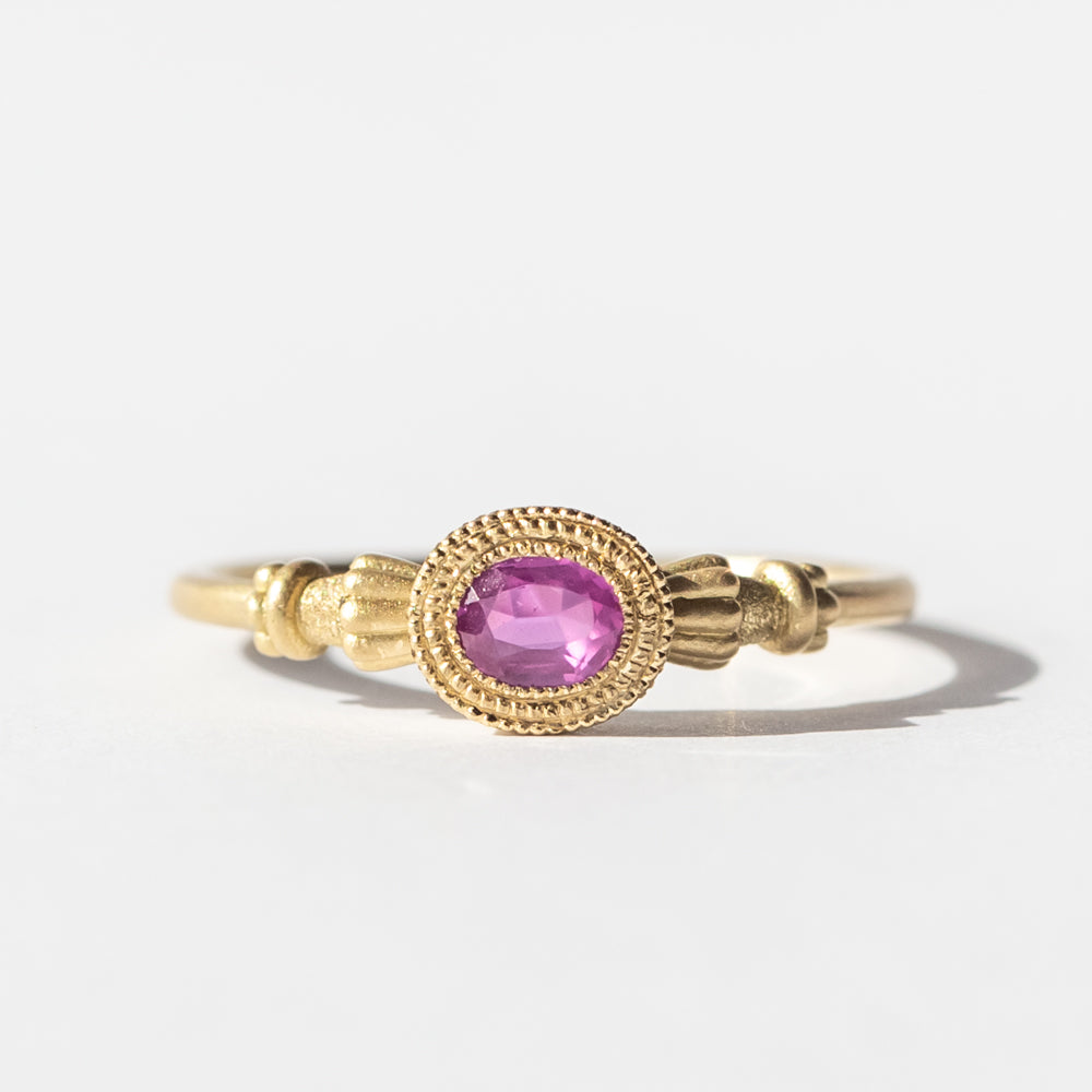 Engraved Oval Pink Sapphire Ring