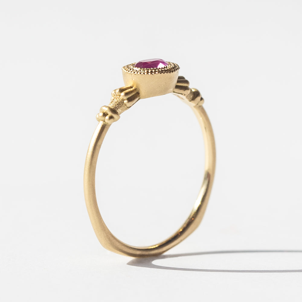 Engraved Oval Pink Sapphire Ring