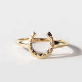 Black and White Diamond Little Luck Horseshoe Ring