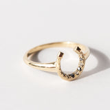 Black and White Diamond Little Luck Horseshoe Ring