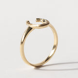 Black and White Diamond Little Luck Horseshoe Ring