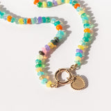 Multicolored Opal Beaded Necklace with Charm Clasp