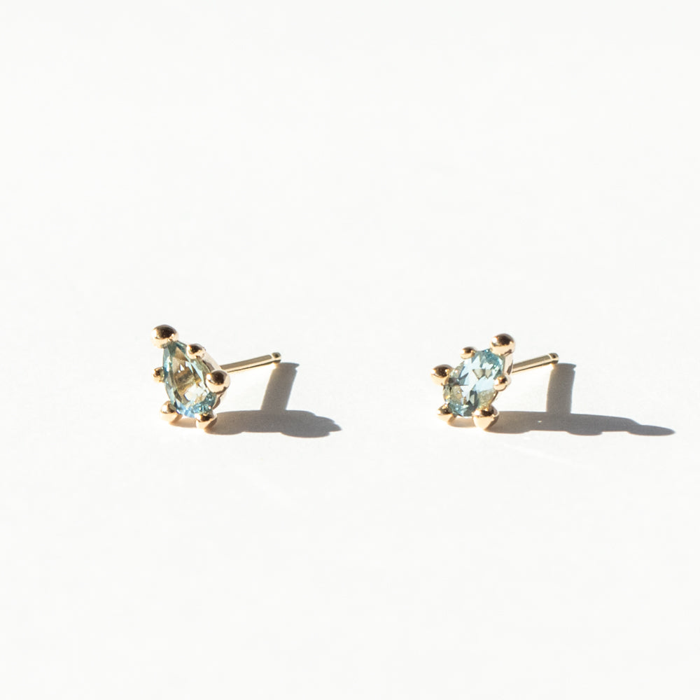Aquamarine Teardrop Stud Earrings