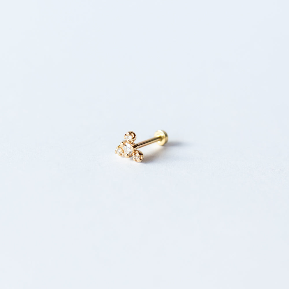 Diamond Burst Flat Back Stud Earring (Single)
