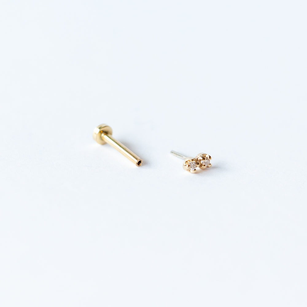 Diamond Dimple Flat Back Stud Earring (Single)