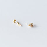 Diamond Two-Step Flat Back Stud Earring (Single)