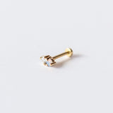 Opal and Diamond Two-Step Flat Back Stud Earring (Single)