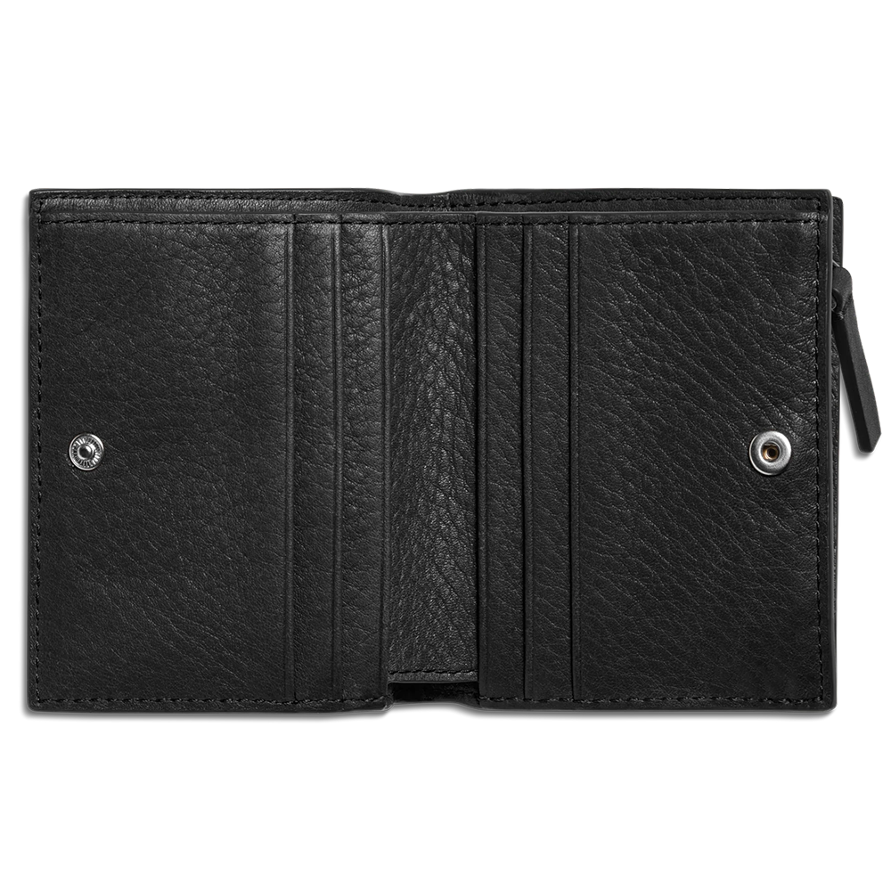 Coin Bifold Leather Wallet, Black