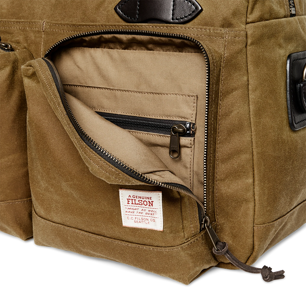 48 Hr Tin Cloth Duffle, Dark Tan and Brass