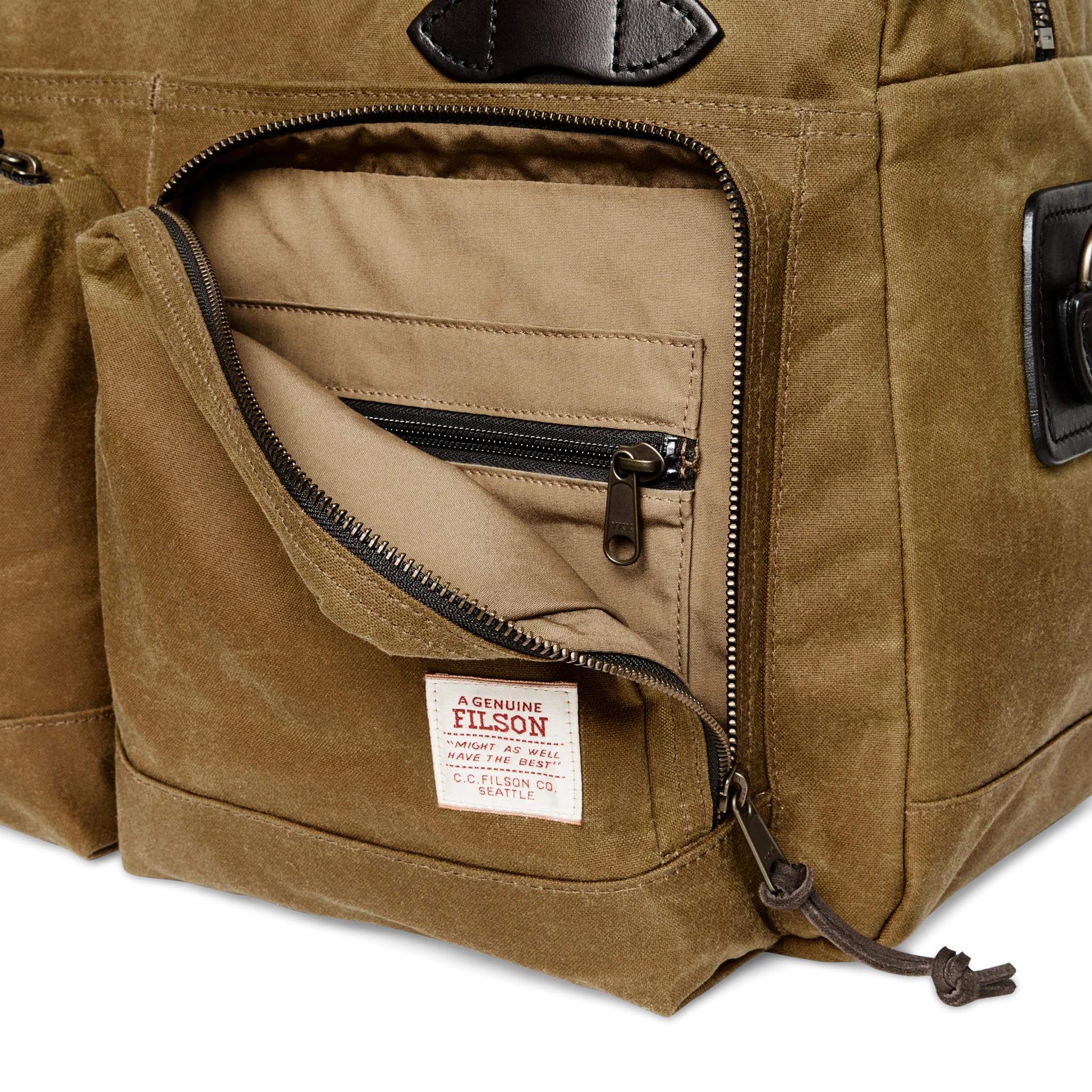 48 Hr Tin Cloth Duffle, Dark Tan and Brass