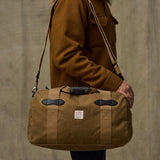 Small Tin Cloth Duffle Bag, Dark Tan