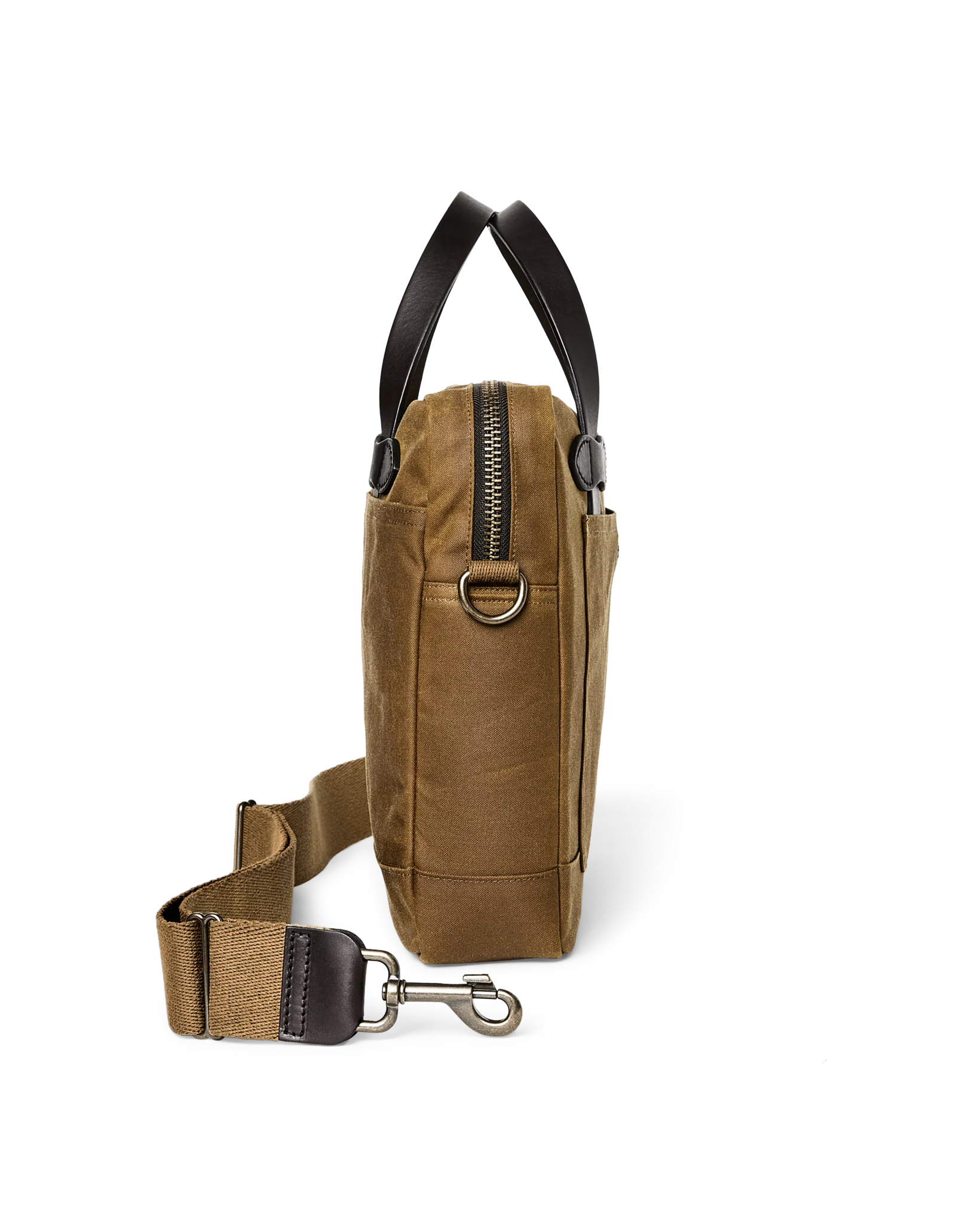 Tin Cloth Compact Briefcase, Dark Tan