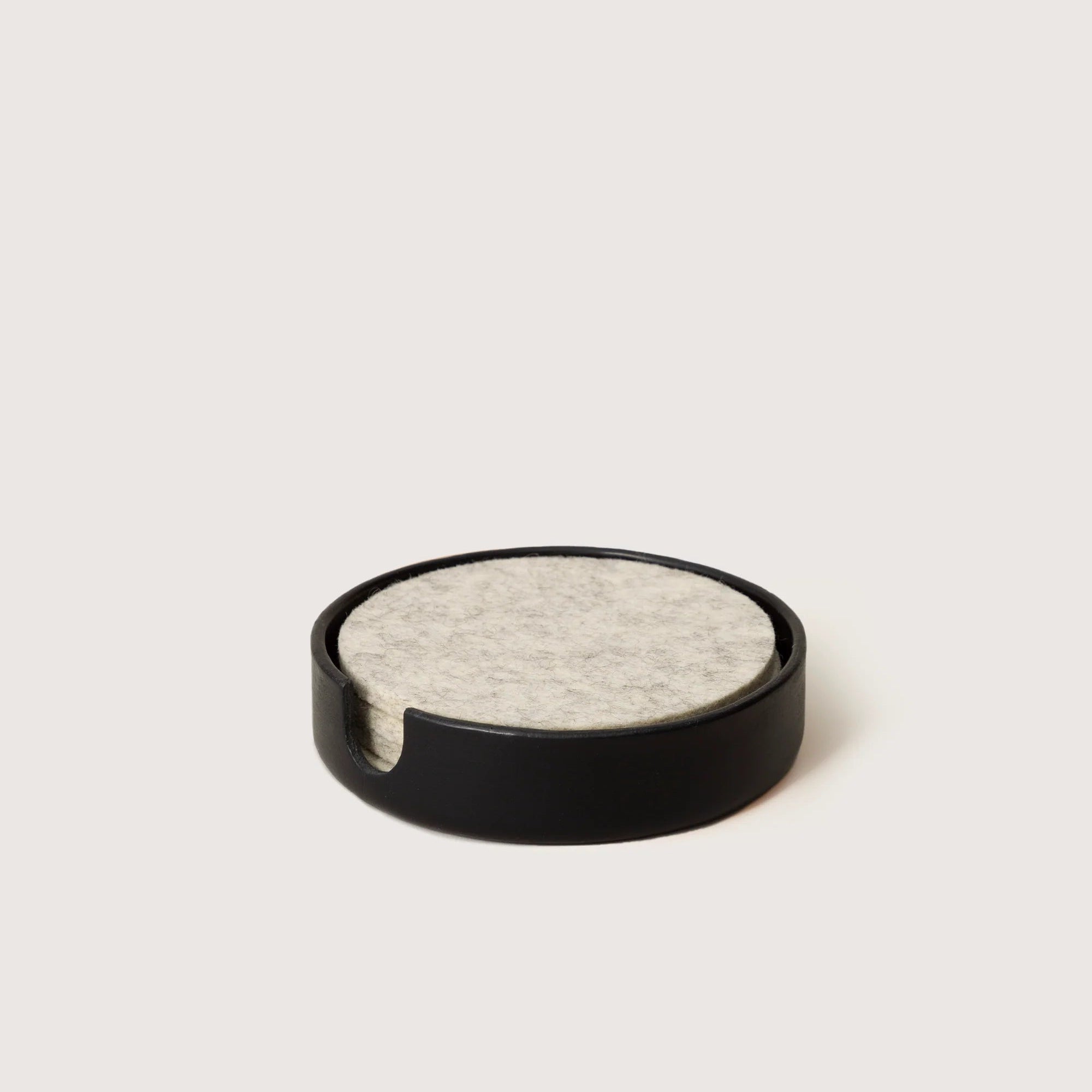 Kobon Round Leather Tray, Black