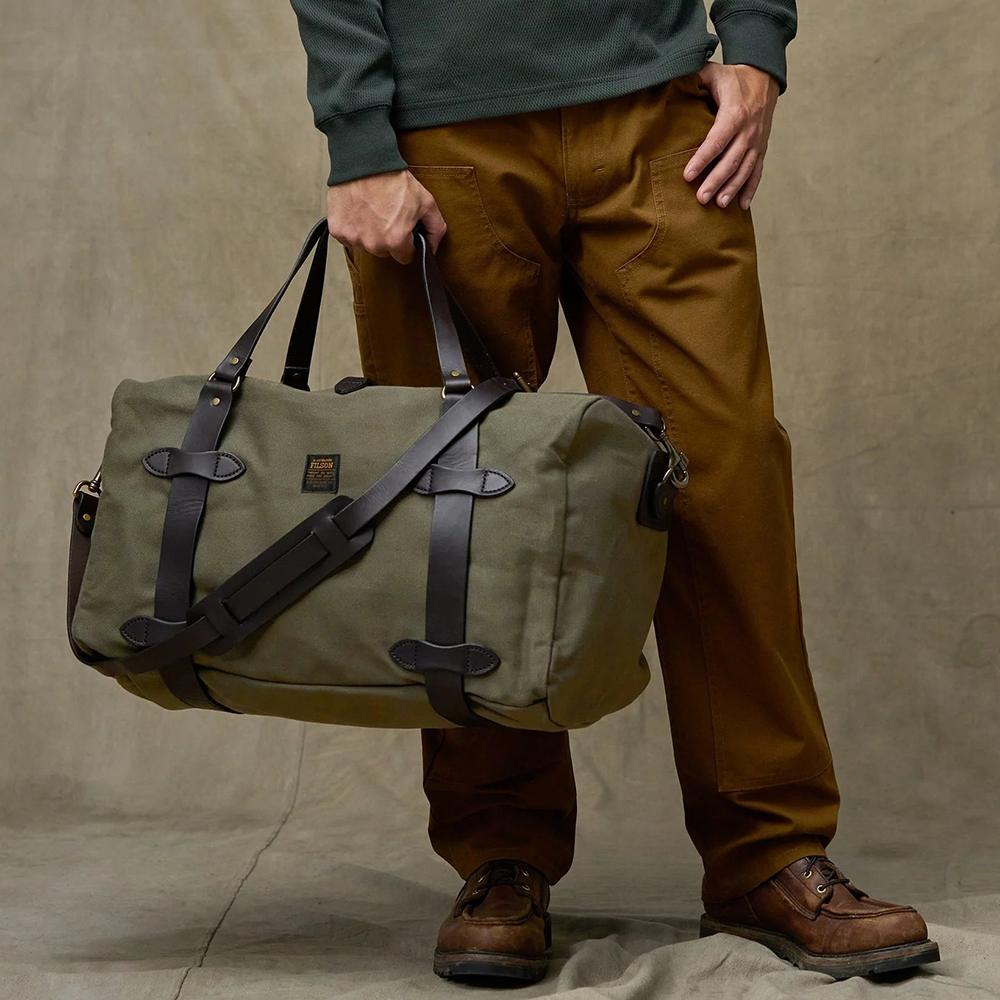 Medium Rugged Twill Duffle Bag, Otter Green