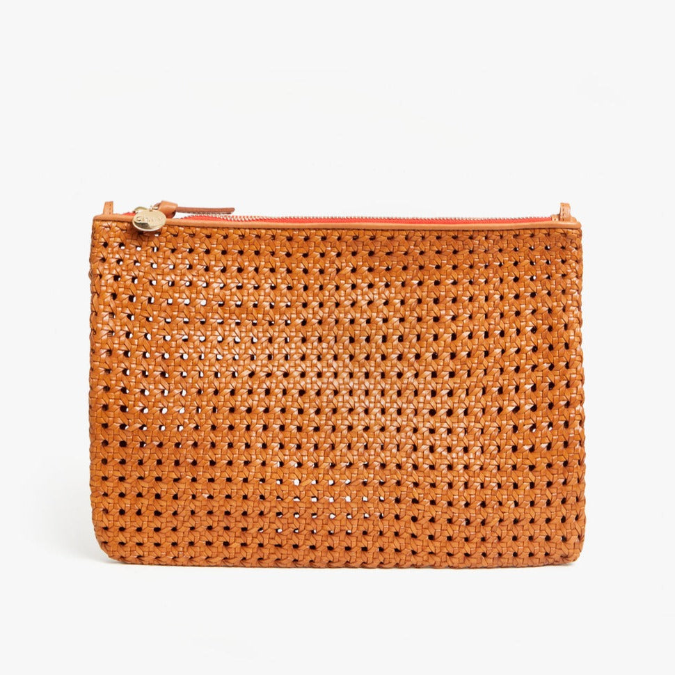 Clare V. | Flat Clutch with Tabs, Rattan Tan – LAPIS