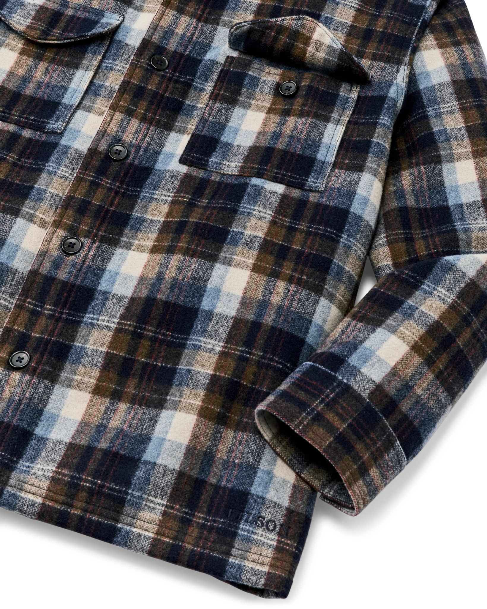 Wool Jac-Shirt, Brown and Light Blue Multi Plaid