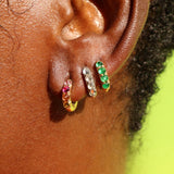 Barbed Blue Diamond Huggie Hoop Earrings