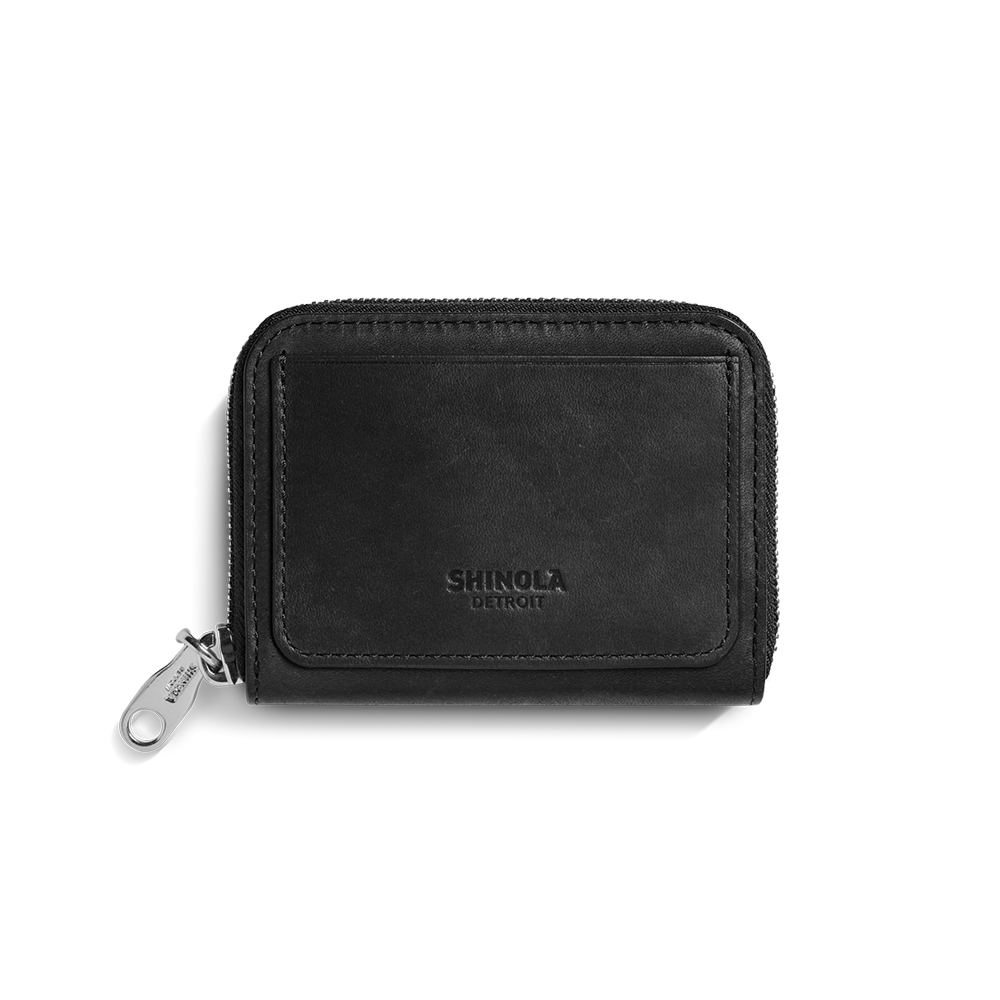 Pocket Small Zip Around Wallet, Black