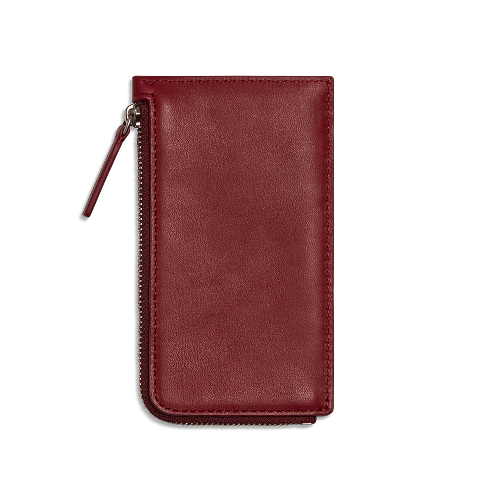 Birdy Zip Around Leather Card Case, Merlot