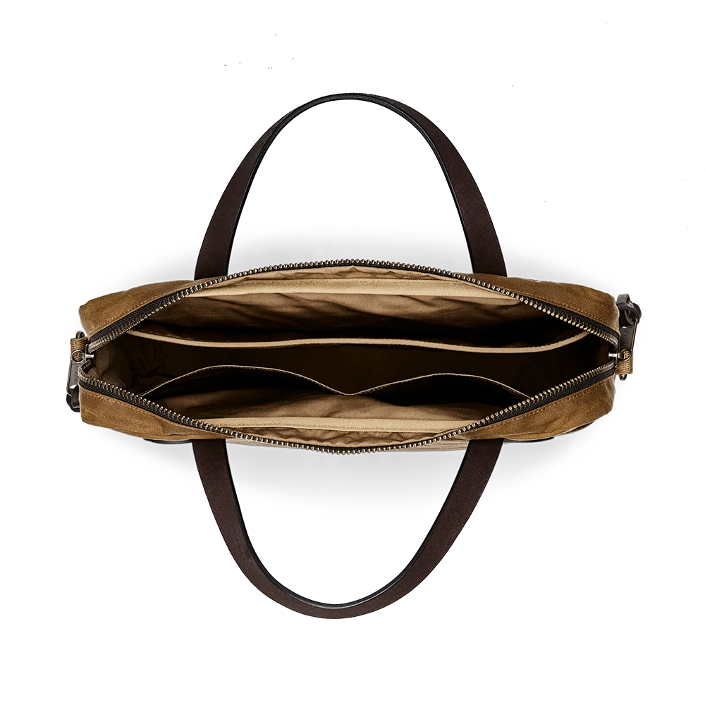 Tin Cloth Compact Briefcase, Dark Tan