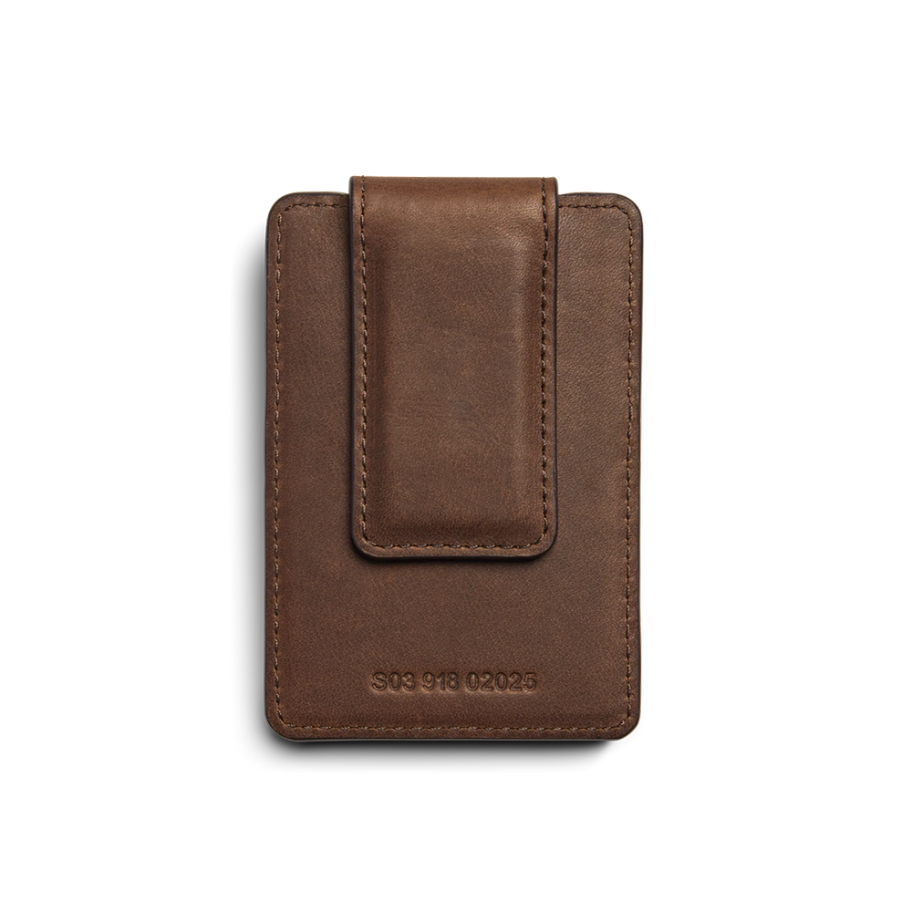 Magnetic Money Clip Card Wallet, Medium Brown