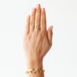 Bi-Color Green Blue Sapphire Domed Pillow Ring