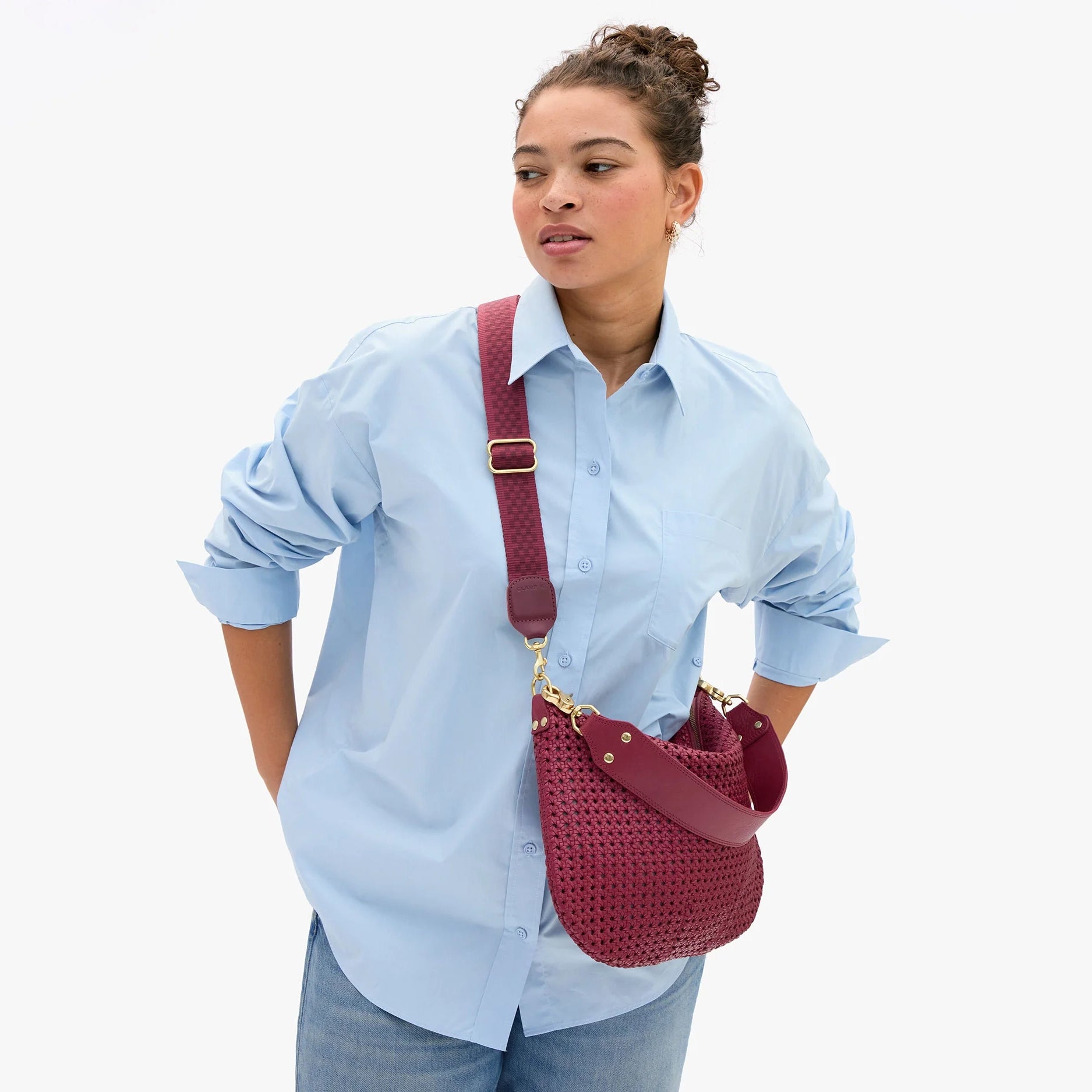 Adjustable Crossbody Strap, Plummy Checkered