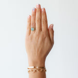 Asymmetrical Rose Cut Opal Ring with Diamond Dots