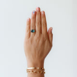 London Blue Topaz Ring with Diamond Dots