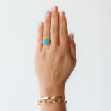 Organic Oval Turquoise Ring with Diamond Dot